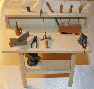 Dollhouse Miniature Workbench W/Tools